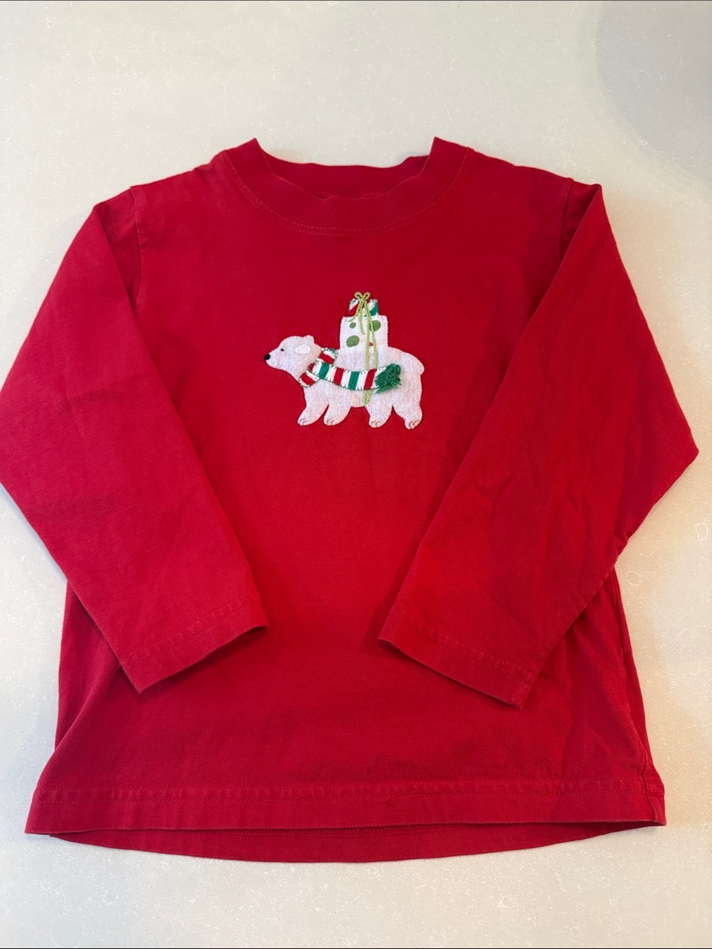Luigi Kids Boys Holiday Christmas Polar Bear Long Sleeve Tee
